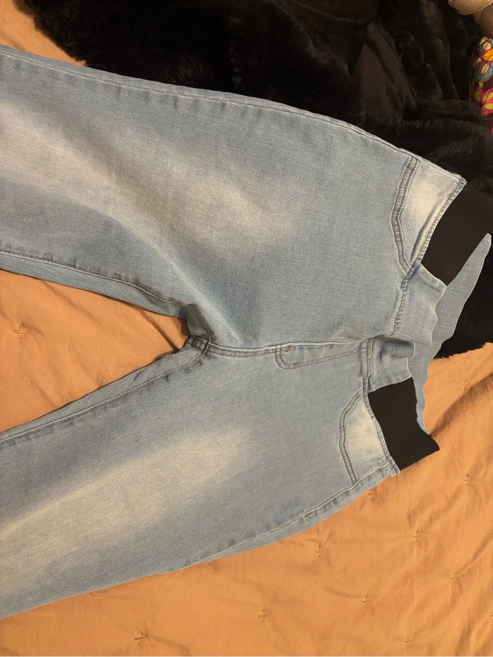 SHEIN Light Blue Stretch Jeggings with Black Elastic Waistband